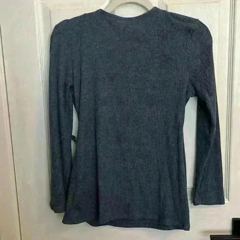 Old Navy blue ribbed tie front blouse - Picture 3 of 5